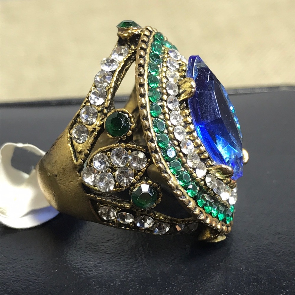 Multiple Crystal Stones Cooper Ring - image 2